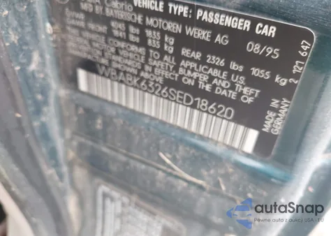 1995 BMW 318I из США, поврежденный, VIN ABK6326SED18620